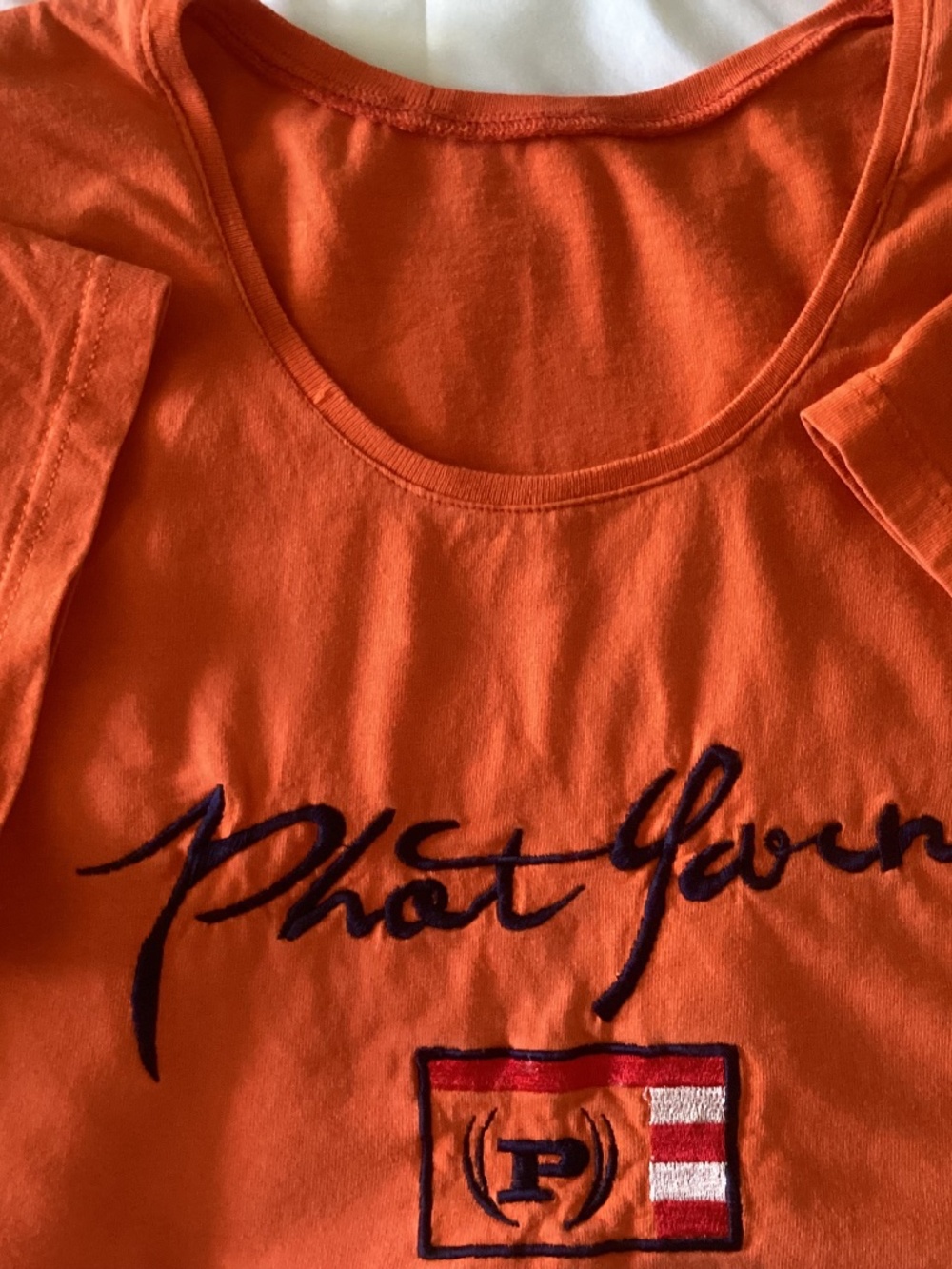 Men’s Vintage PHAT FARM Embroidered Orange Short Sleeve Tee Size L